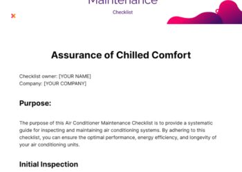Free Air Conditioner Maintenance Checklist Template to Edit Online