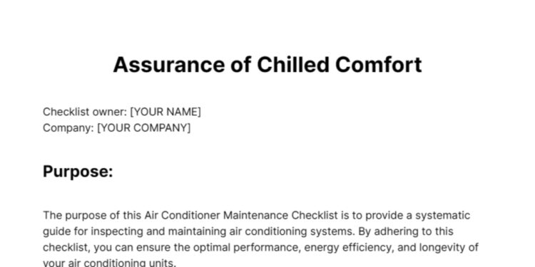 Free Air Conditioner Maintenance Checklist Template to Edit Online