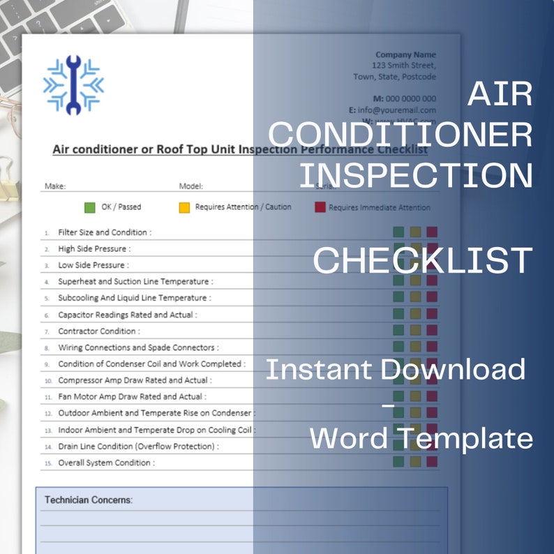 Air HVAC Inspection Checklist, Hvac Checklist, Air Conditioning ..<div class=